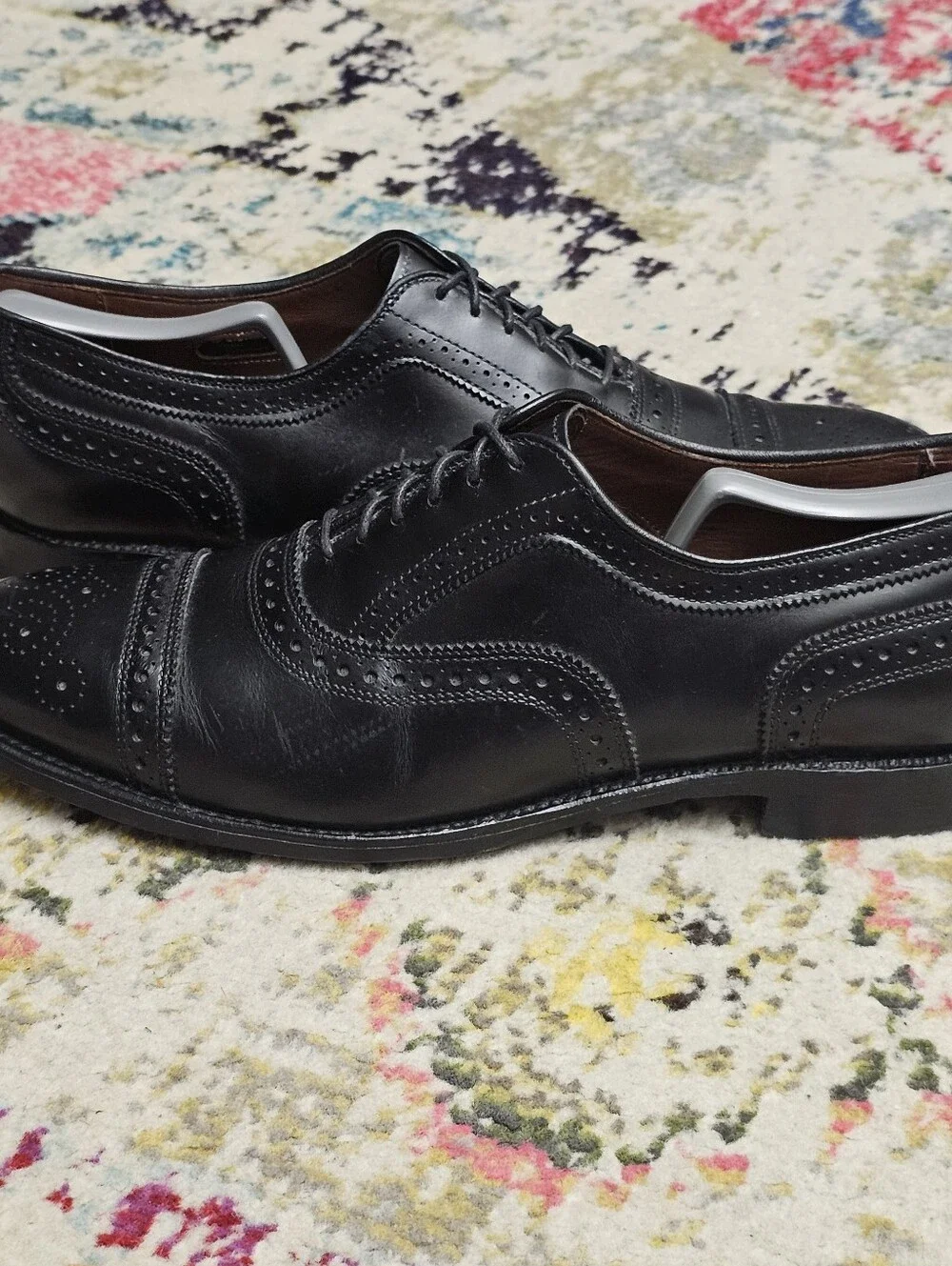 Allen Edmonds Strand Cap Toe Brogue Oxfords Size 10.5 D Black Dress Shoes